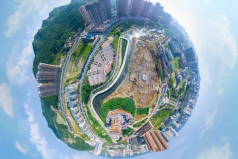 贵州省毕节市白鹭岛云鹤楼航拍VR全景图